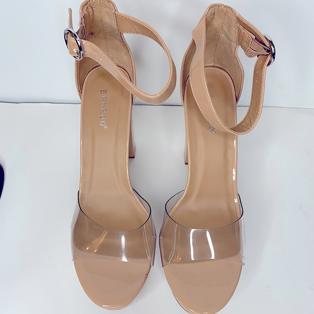 Faux Patent Leather Block Heels